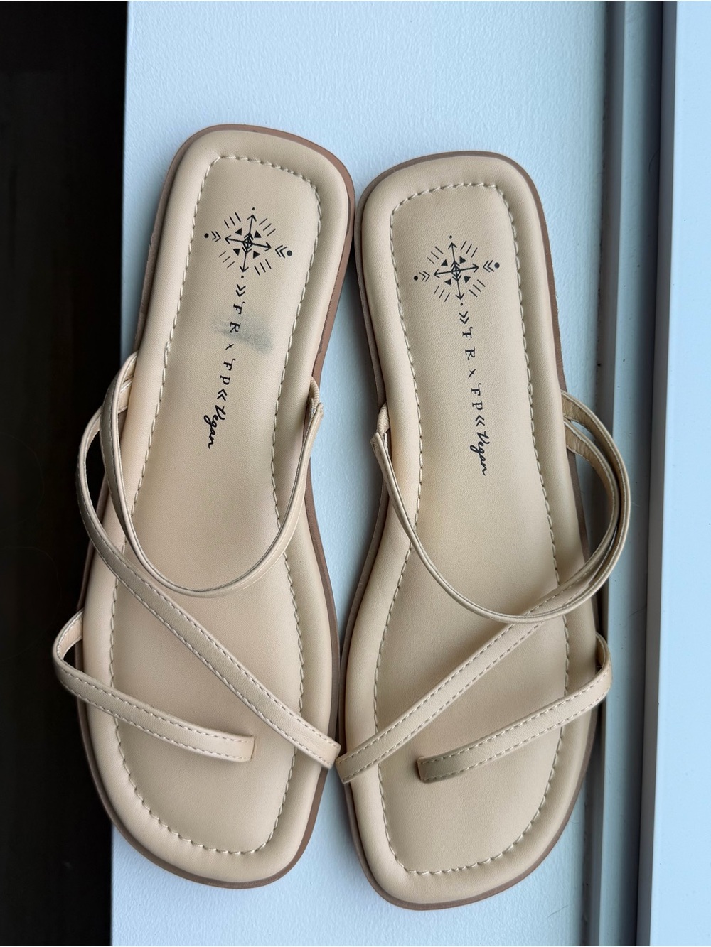 Free People Women's Nude Strappy Square-Toe Sandals - Size 8